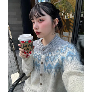 Round neck Nordic cardigan