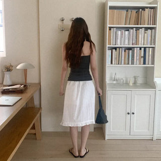 Border halter sleeveless top