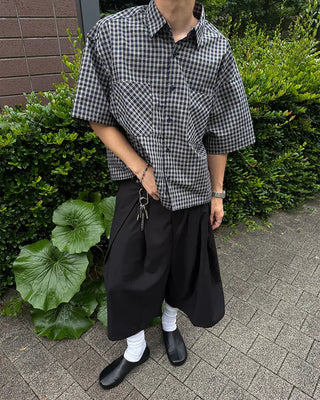 Checked cropped overshirt