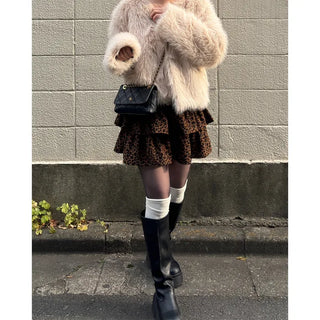 Leopard print mini skirt