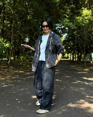 Checked hoodie shirt