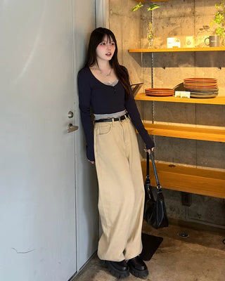 Wide-fit cotton pants
