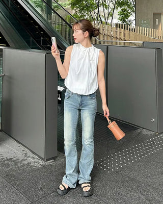 Neck shirring blouse