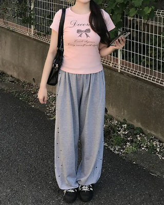 Side-dot wide sweatpants