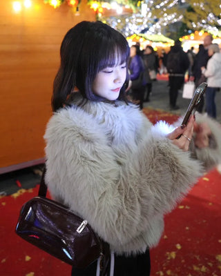 Crop fur jacket
