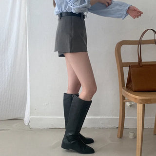 (set) Skirt with slit belt