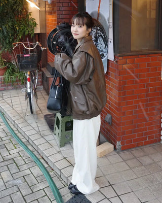 Wide-leg corduroy pants with string waistband