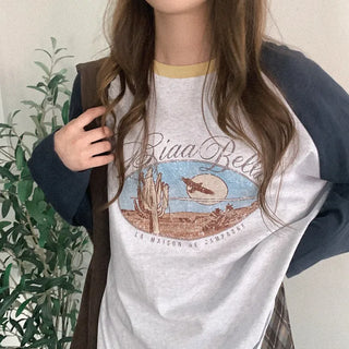 Printed raglan oversized T-shirt