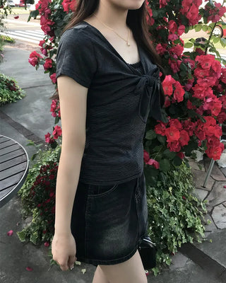 Bolero cardigan & layered T-shirt set