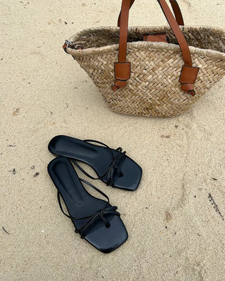Strap Square Toe Slippers