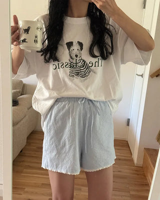 Oversized puffy dog short-sleeved T-shirt