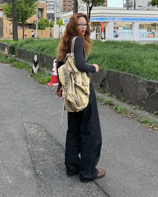 Non-faded wide denim pants