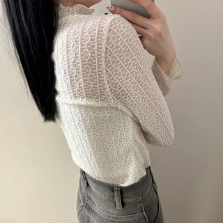 Patterned sheer long T-shirt
