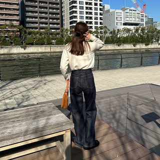 Stitched denim pants