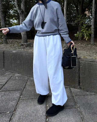 2-Way Wide Waist Elastic Pants