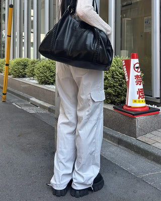 Cargo waist drawstring pants