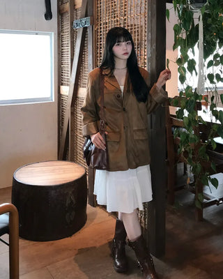String Gathered Midi Skirt