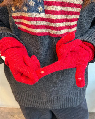 Label knit gloves