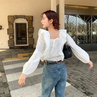 Square frill blouse