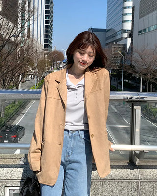 Three-button suede jacket