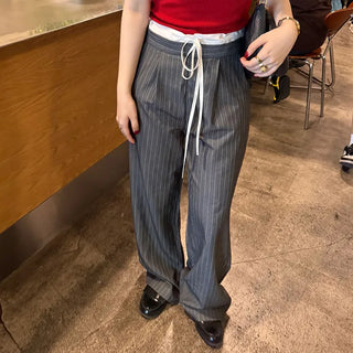 Striped wide-fit pants