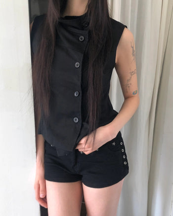 High-neck button-up vest