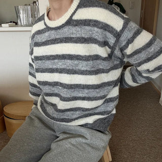 Striped Round Knit Sweater