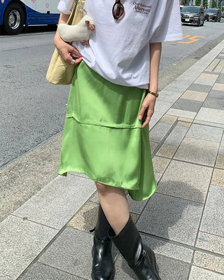 Satin midi skirt