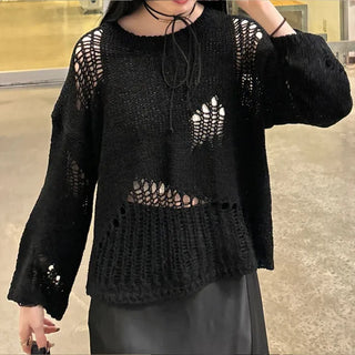 Damaged perforated knit