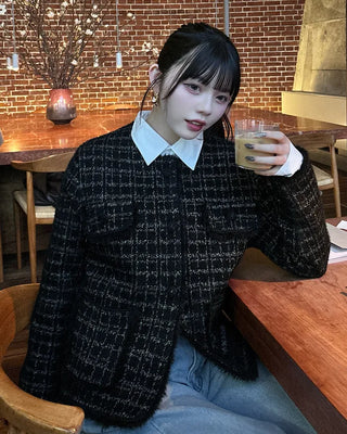 Loose-fit tweed jacket