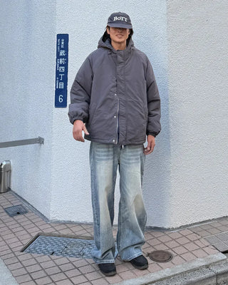 Brushed wide-leg denim
