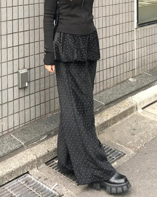 Polka dot flared pants skirt