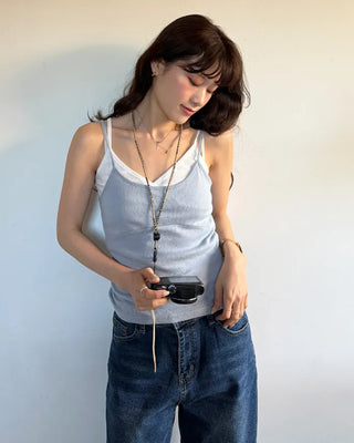 Cropped perforated tank top