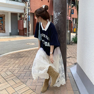 Half-lace long skirt