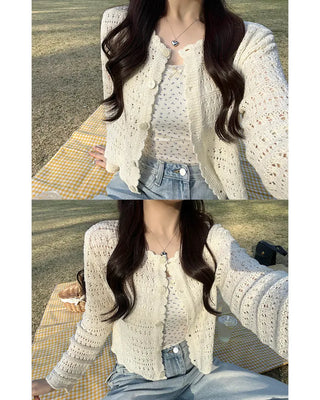 Wave punching cardigan