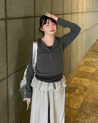 Striped layered T-shirt