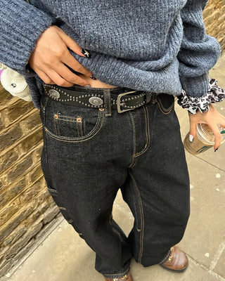 Studded leather belt