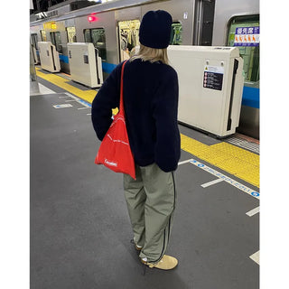 Unisex two-tone wide-leg elastic waist pants