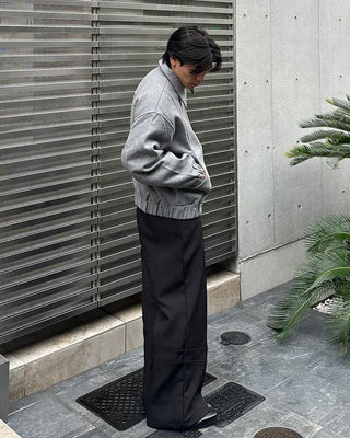 Wool zip collar jacket
