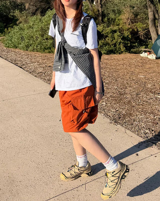 String cargo shorts