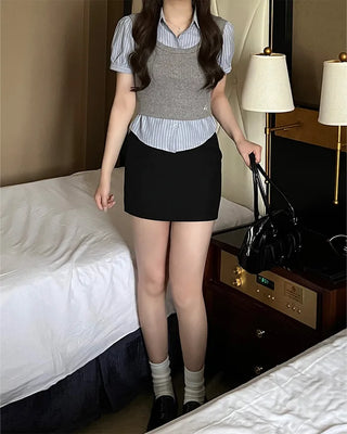 Basic H-line mini skirt