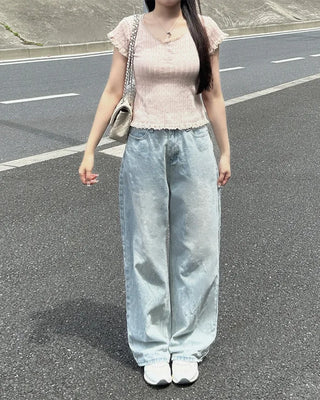 Mini perforated short-sleeved knit