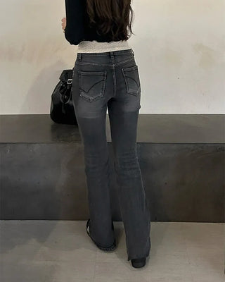 Low-rise bootcut denim pants