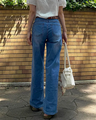 Washed straight denim