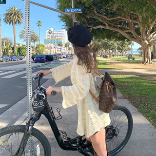 Perforated knit mini dress