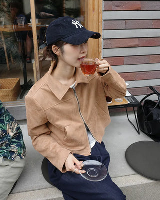 Suede cropped jacket