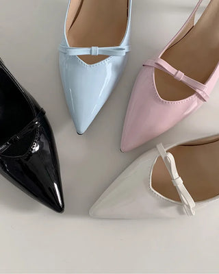 Pointed-toe ribbon slingback heels (4 colors)