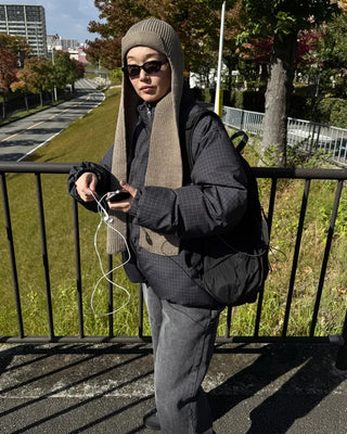 Checked padded jumper