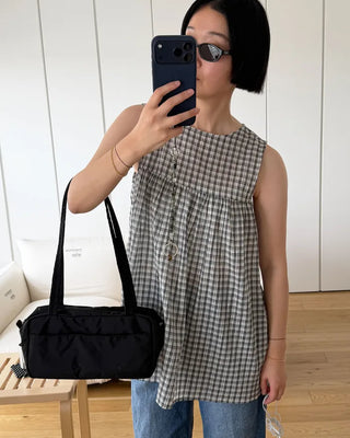 Checked long blouse