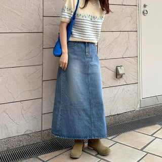 Denim long skirt